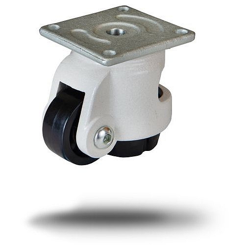 Nylonové přístrojové kolo s přírubou Footcaster, průměr 50 mm, pevné, kluzné ložisko