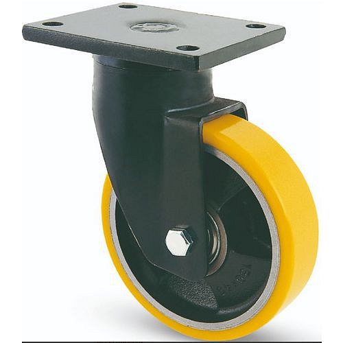 Polyuretanové transportní kolo s přírubou, průměr 175 mm, otočné, kuličkové ložisko