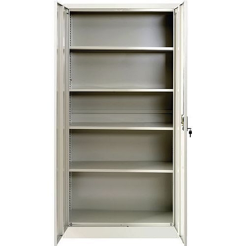 Kovová dílenská skříň, 185 x 90 x 40 cm, šedá/šedá - Manutan Expert