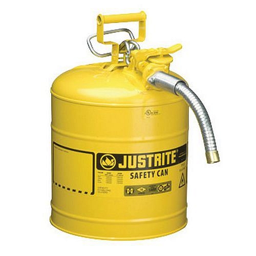Bezpečnostní nádoba na hořlaviny Justrite s hadicí, žlutá, 19 l