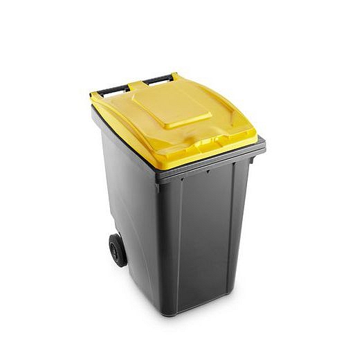 Plastová popelnice Benny na tříděný odpad, objem 360 l, šedá/žlutá