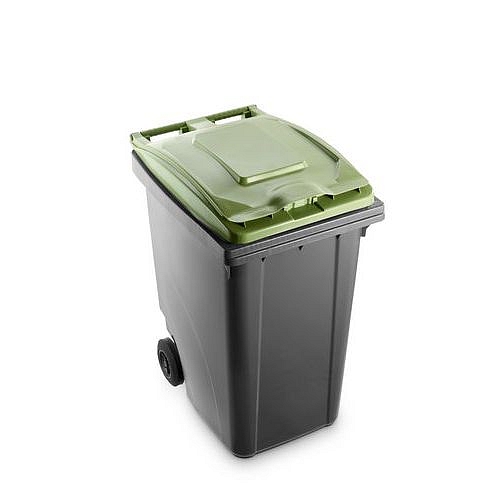 Plastová popelnice Benny na tříděný odpad, objem 360 l, šedá/zelená