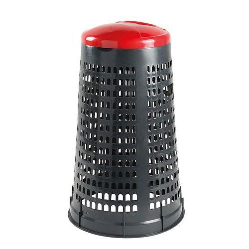 Stojan Element na odpadkové pytle s víkem, šedý/červený