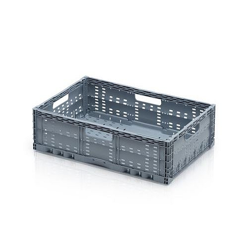 Skládací perforovaná přepravka, šedá, 60 x 40 x 17 cm