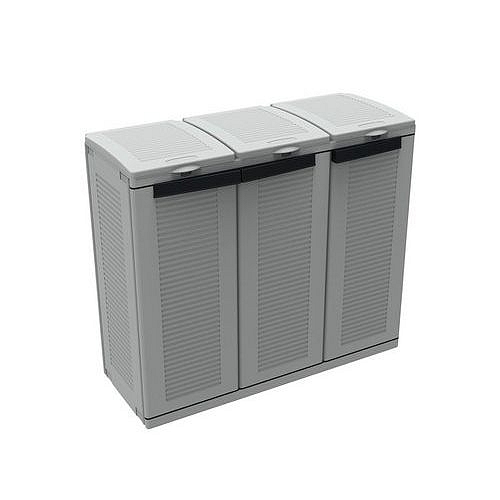 Plastová skříň ECO LINE 3 na třídění odpadu, objem 3 x 110 l, šedá