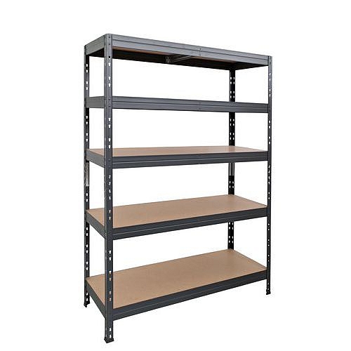 Kovový regál Rapid 3, 180 x 120 x 60 cm, 250 kg/police, 5 dřevovláknitých HDF polic, antracit - Manutan Expert