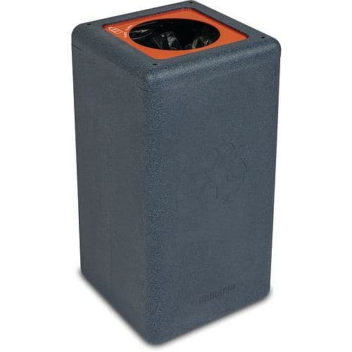 Kulatý odpadkový koš BrickBin 65 l na plast šedý/oranžový