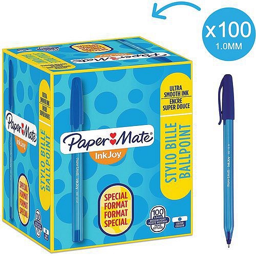 Kuličkové pero Paper Mate InkJoy, modré, 100 ks