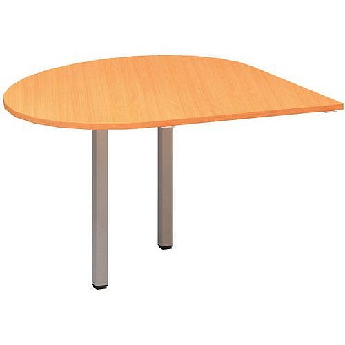 Stolová přístavba Alfa 200 s šedým podnožím, 120 x 120 x 74,2 cm, kapka, pravé provedení, dezén buk Bavaria