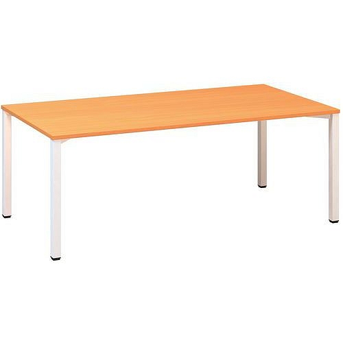 Konferenční stůl Alfa 420 s bílým podnožím, 200 x 100 x 74,2 cm, dezén buk Bavaria