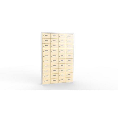 Svařovaná skříň na osobní věci Ron I, 40 boxů, cylindrický zámek, šedá/béžová