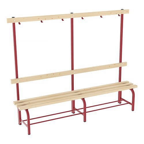 Lavice Zora s věšákovou stěnou, 200 cm, červená