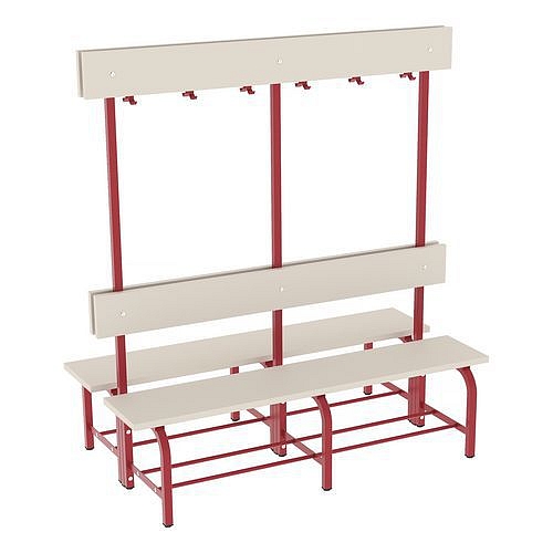 Lavice Aneta s věšákovou stěnou, oboustranná, 150 cm, červená