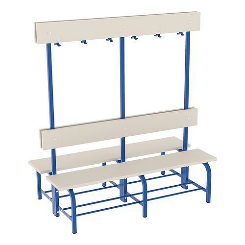 Lavice Aneta s věšákovou stěnou, oboustranná, 150 cm, modrá