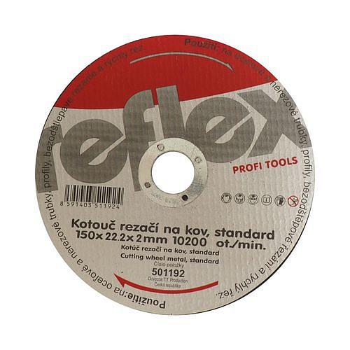 TOPTRADE kotouč řezný, na kov, 115 x 22,2 x 2 mm, standard