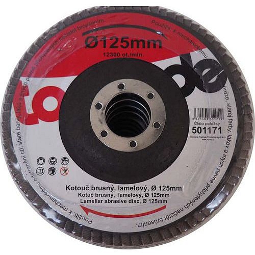 TOPTRADE kotouč brusný, lamelový, zrnitost 80, 115 x 22,2 x 2 mm