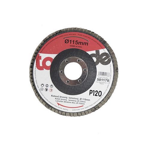 TOPTRADE kotouč brusný, lamelový, zrnitost 120, 115 x 22,2 x 2 mm