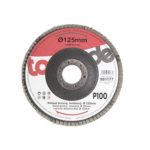 TOPTRADE kotouč brusný, lamelový, zrnitost 100, 125 x 22,2 x 2 mm