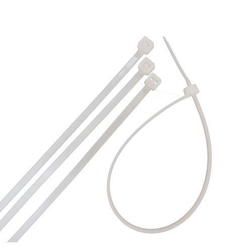 TOPTRADE pásek plastový, bílý, stahovací, se zámkem, 50 ks, 250 x 3,6 mm