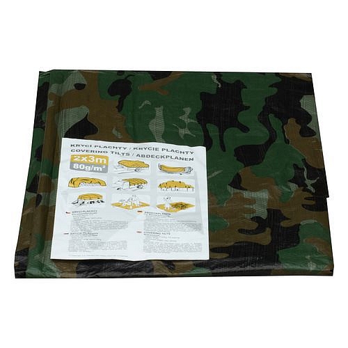 TOPTRADE plachta krycí, maskovací, s kovovými oky, 4 x 5 m, 80 g