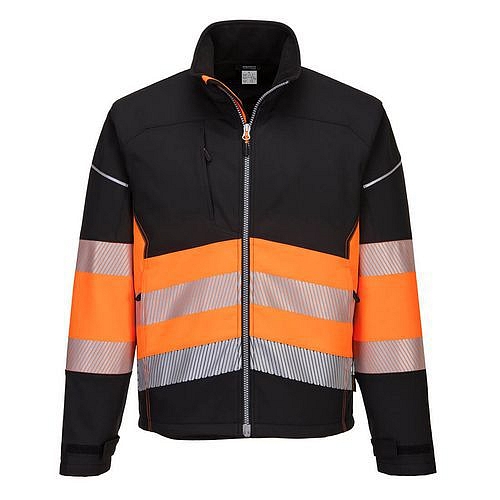 Softshellová bunda PW3 Hi-Vis Třída 1, černá/oranžová, vel. M