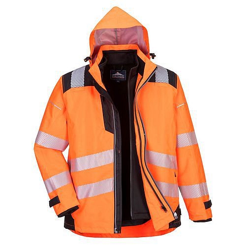 Bunda PW3 Hi-Vis 3v1, černá/oranžová, normální, vel. XXL