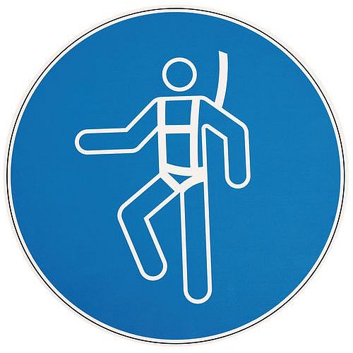 Příkazové značení Manutan Expert - Použij bezpečnostní postroj, hliník, 350 mm