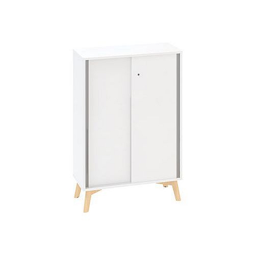 Nízká skříň Alfa Root s posuvnými dvířky, 2 police, 80 x 45 x 121,5 cm, bílá