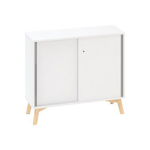 Nízká skříň Alfa Root s posuvnými dvířky, 1 police, 100 x 45 x 88,7 cm, bílá