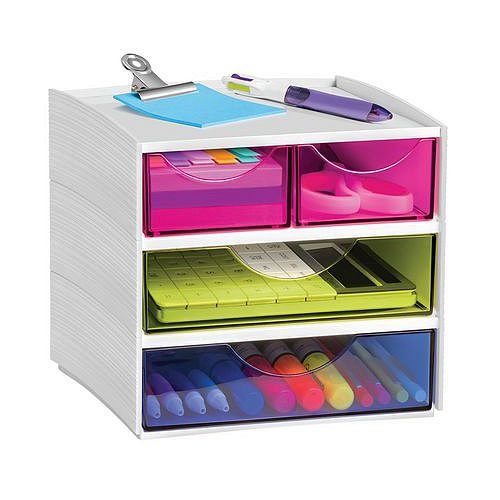 Přihrádkový modul MyCube mini, 4 přihrádky, šedý/barevný