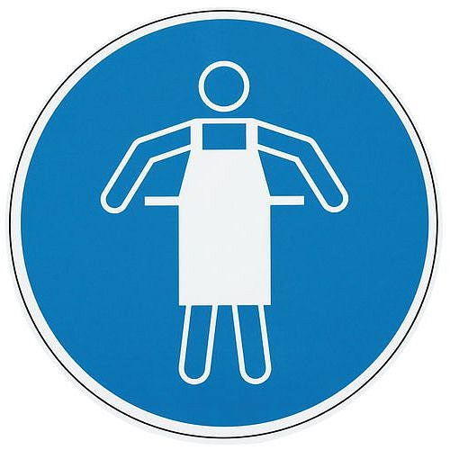 Příkazové značení Manutan Expert - Použij ochrannou zástěru, hliník, 300 mm