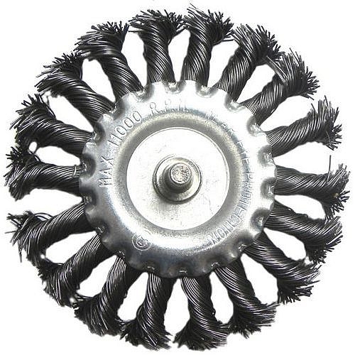 Kartáč okružní copánkový, 100mm, vlnité drát S 0,5mm, stopka 6mm GEKO