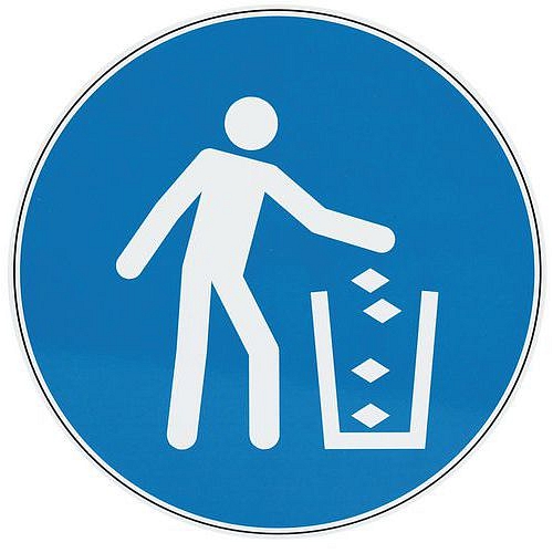 Příkazové značení Manutan Expert - Odhazujte odpadky do koše, hliník, 300 mm