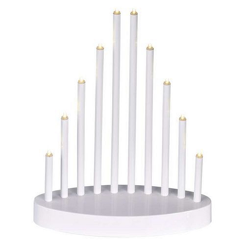 LED svícen bílý, 24,5 cm, 3xAA, vnitřní, teplá bílá, časovač