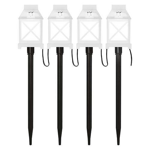 LED dekorace - zapichovací lucerny bílé, venkovní i vnitřní, studená bílá