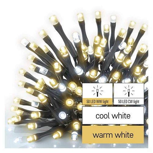 Standard LED spojovací vánoční řetěz, 10 m, venkovní, teplá/studená bílá
