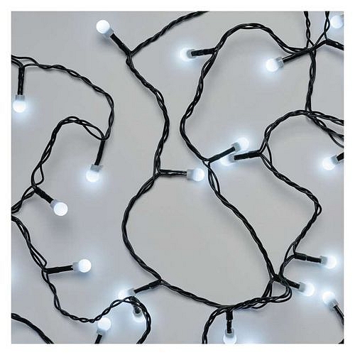 LED vánoční cherry řetěz - kuličky, 48 m, venkovní i vnitřní, studená bílá, časovač