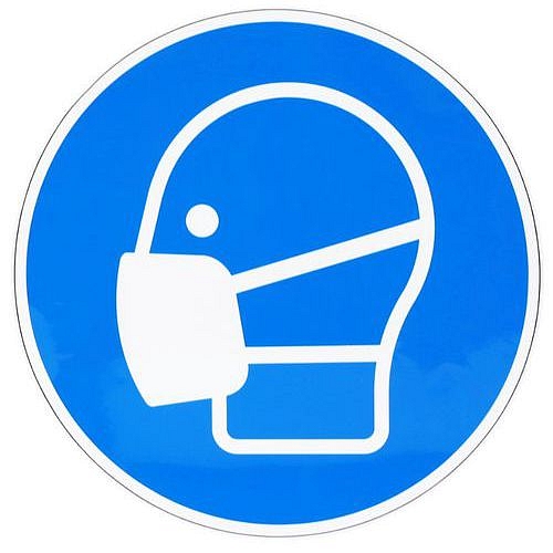 Příkazové značení Manutan Expert - Používej ochrannou roušku, samolepicí, 200 mm