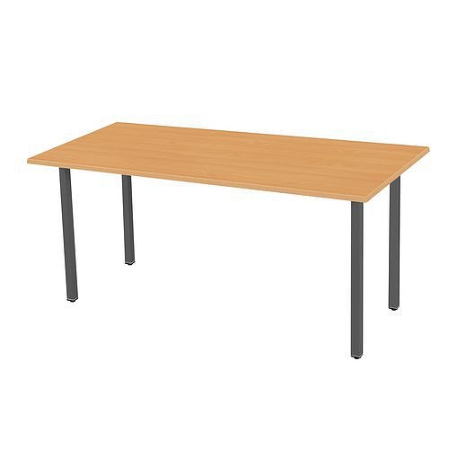 Kancelářský stůl Manutan Standard, 160 x 80 x 75 cm, šikmé provedení, podnoží antracit, buk