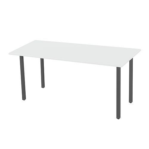 Kancelářský stůl Manutan Standard, 120 x 80 x 75 cm, šikmé provedení, podnoží antracit, bílá