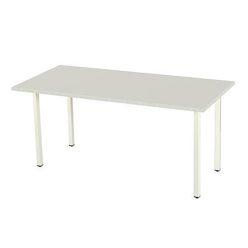 Kancelářský stůl Manutan Standard, 180 x 80 x 72 cm, šikmé provedení, podnoží bílé, světle šedá