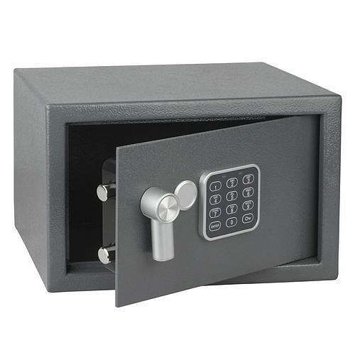 Nábytkový trezor s elektronickým zámkem, číselnou klávesnicí a páčkou k otevření, 200 x 310 x 200 mm