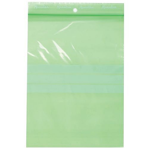 Recyklované uzavíratelné sáčky se zipem Manutan Expert, 50 mic, zelená, 200 x 150 mm, 100 ks