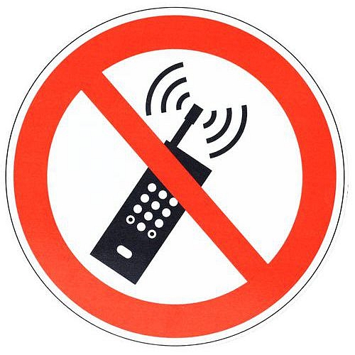 Zákazové značení Manutan Expert - Zákaz používání mobilních telefonů, hliník, 120 mm