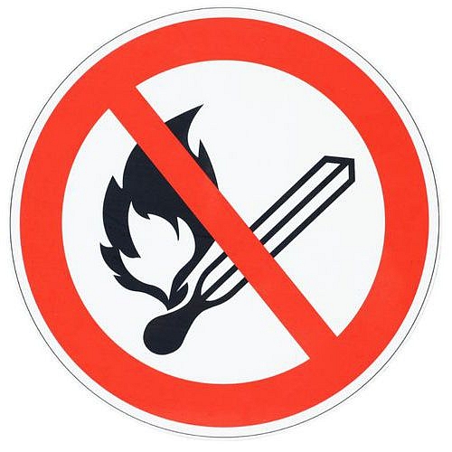 Zákazové značení Manutan Expert - Zákaz otevřeného ohně, hliník, 200 mm