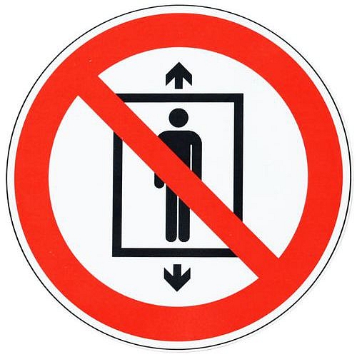 Zákazové značení Manutan Expert - Nepoužívat výtah pro přepravu osob, hliník, 300 mm