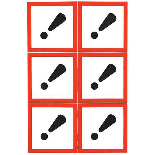 Výstražné CLP tabulky Manutan Expert - Nebezpečné látky - vykřičník, samolepicí, 6 ks