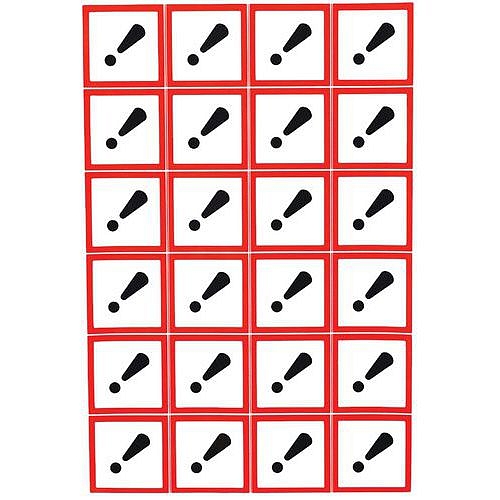 Výstražné CLP tabulky Manutan Expert - Nebezpečné látky - vykřičník, samolepicí, 24 ks