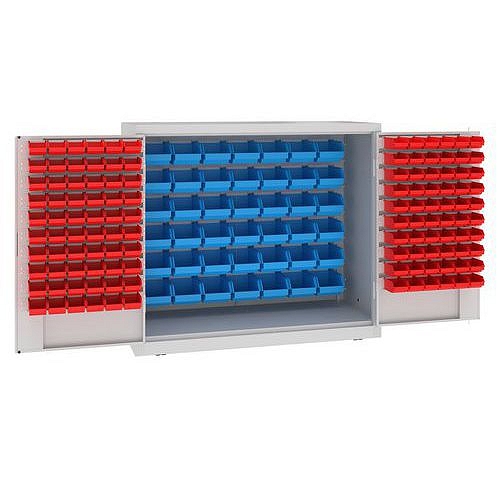 Kovová dílenská skříň s boxy, 104 x 120 x 50 cm, šedá/šedá