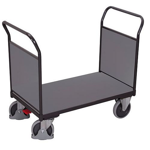 Plošinový vozík se dvěma madly s plnou výplní, do 400 kg, 97,5 x 104 x 50 cm, šedý